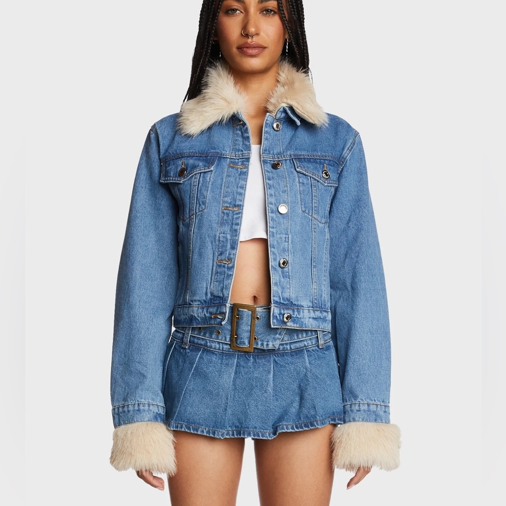 Dolls Kill Edikted Drew Faux Fur Trim Jacket